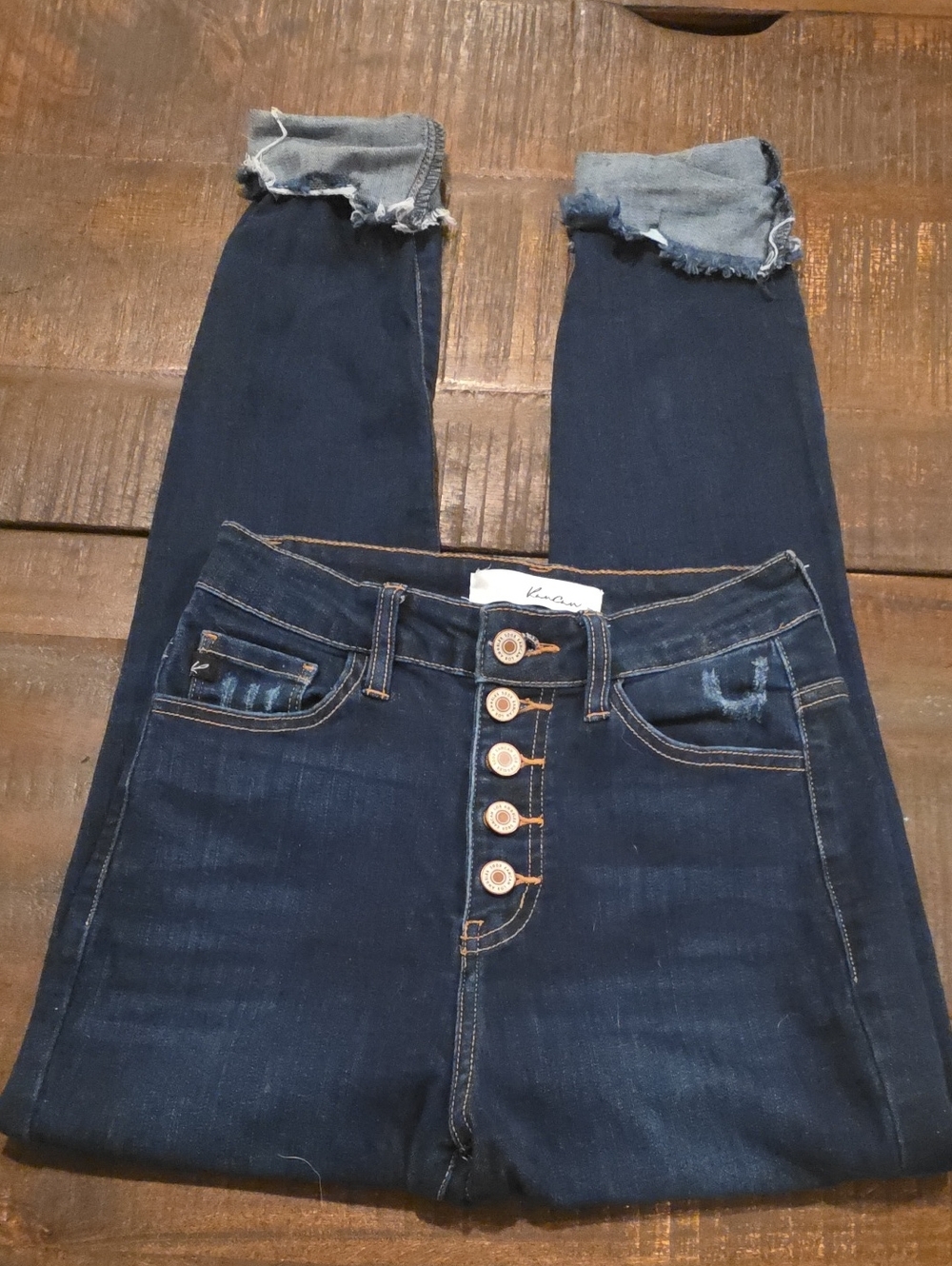 KanCan Dark Blue High-Rise Skinny Jeans with Button Fly